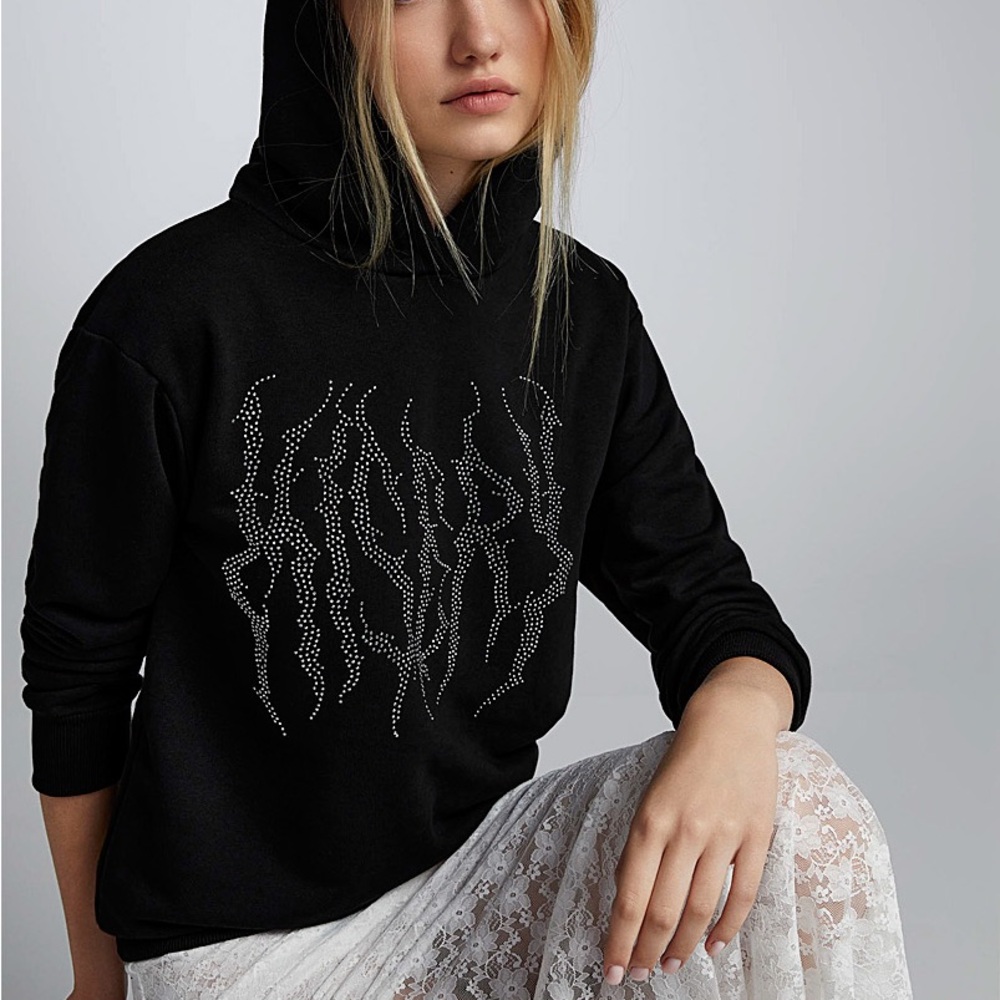 Twik Black Hoodie with Graphic Design